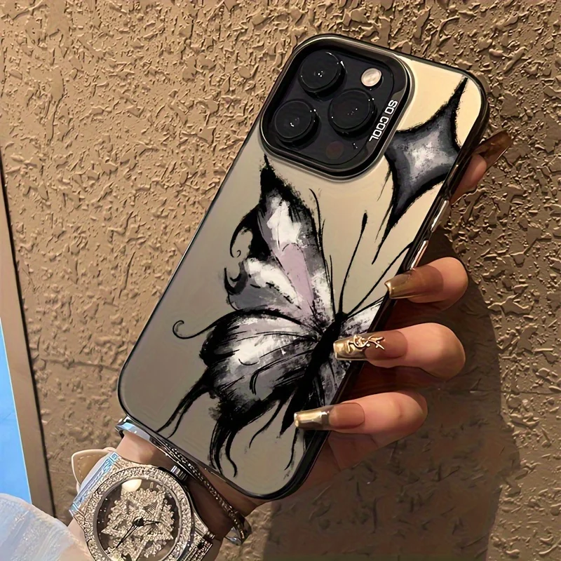 

Oil painting butterfly phone case for iPhone 17 16 15 14 13 12 11 Pro/ Max/Plus shock-proof rear cover anti-fingerprint