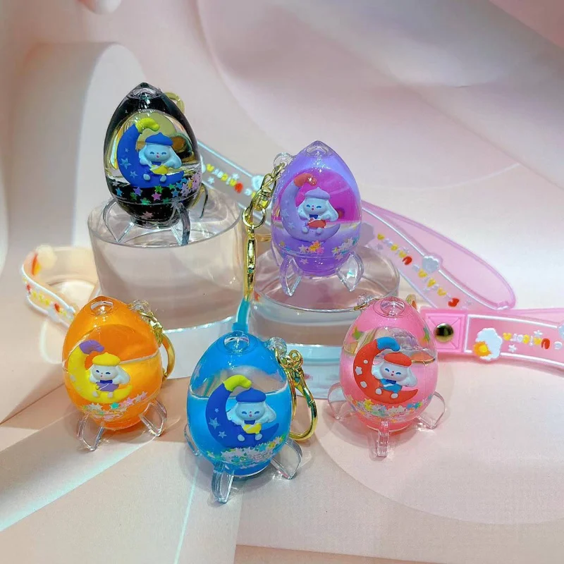 Hot Sale Jelly Color Rocket Quicksand Bottle Keychain Oil Floating Pendant