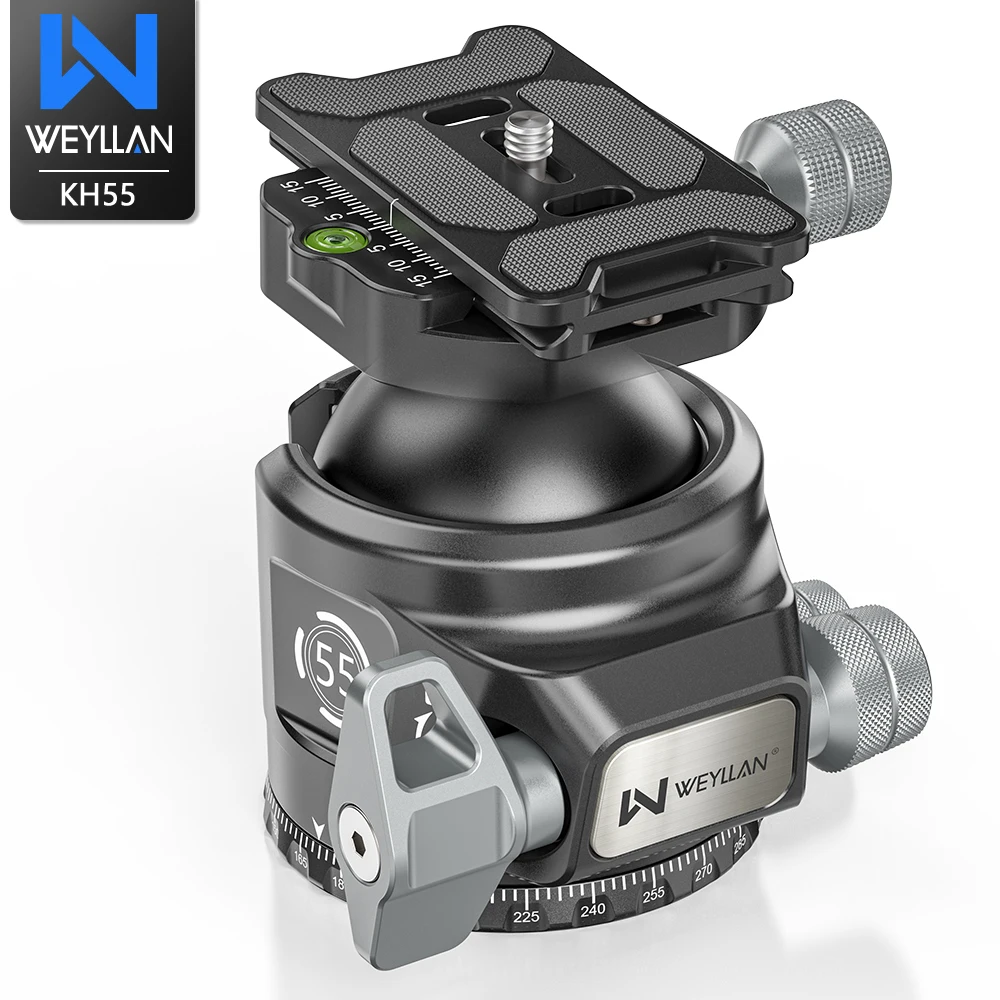 웨일란 KH55 볼 헤드 마운트 55mm 헤비 듀티 카메라 헤드 (Mlok 레일, 아카 스위스 퀵 릴리즈 플레이트 포함, 사냥용, 최대 하중 40kg)