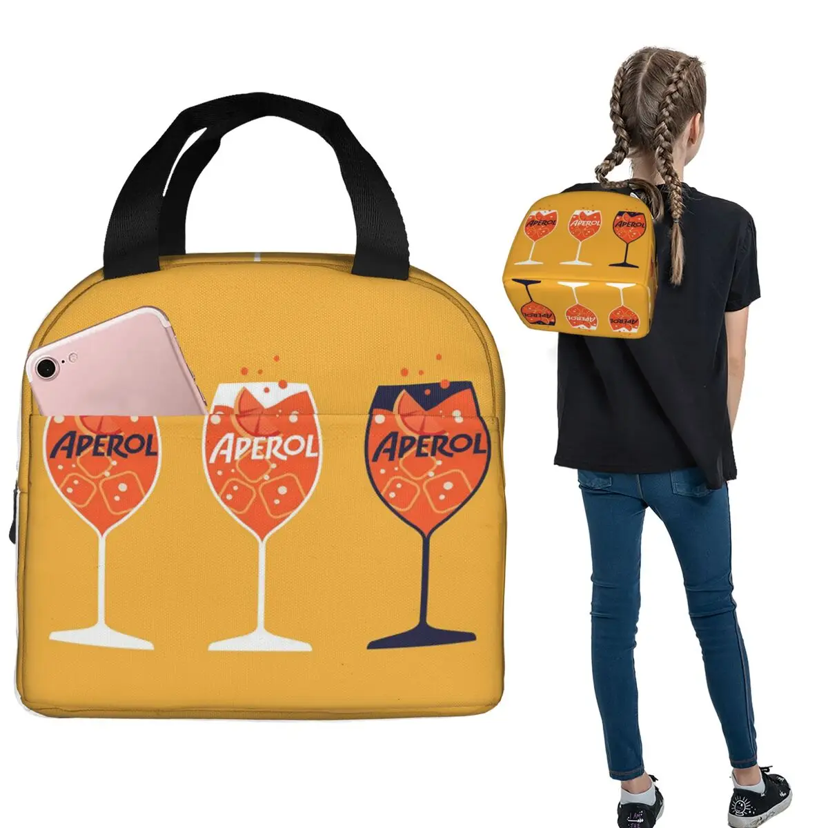

Коктейльные спиртовые напитки-бар Aperols Spritz, сумки для обеда, изолированная коробка для бенто, водонепроницаемая сумка для обеда, сумки для пикника для женщин и девочек, путешествия