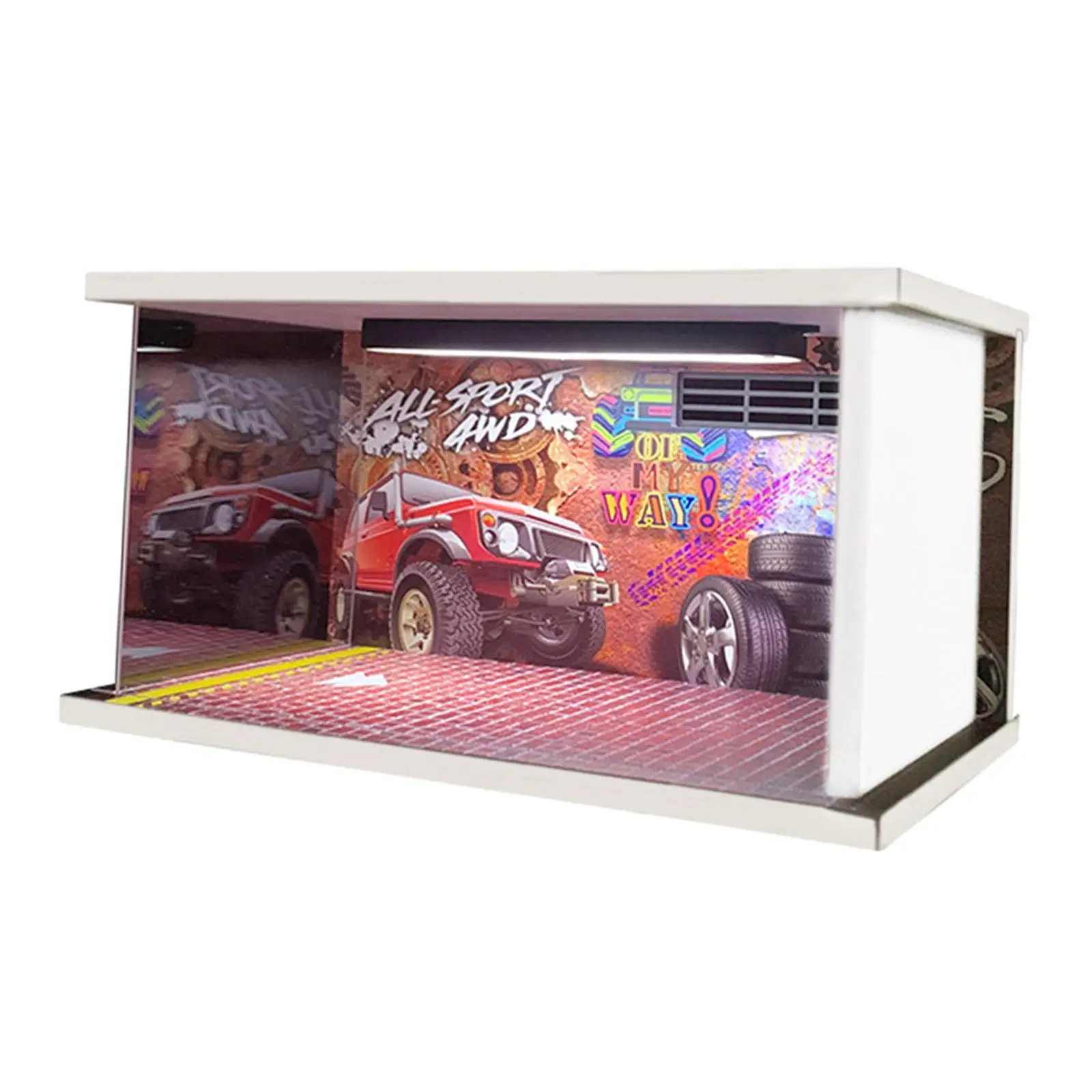 1:24 Acrylic Parking Lot with Lighting Diecast Car Display for Model Cars