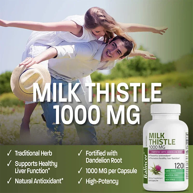 Liver Capsules Milk Thistle Liver Detoxification and Cleansing for Healthy Cholesterol Lowering Antioxidants and Detoxifiers