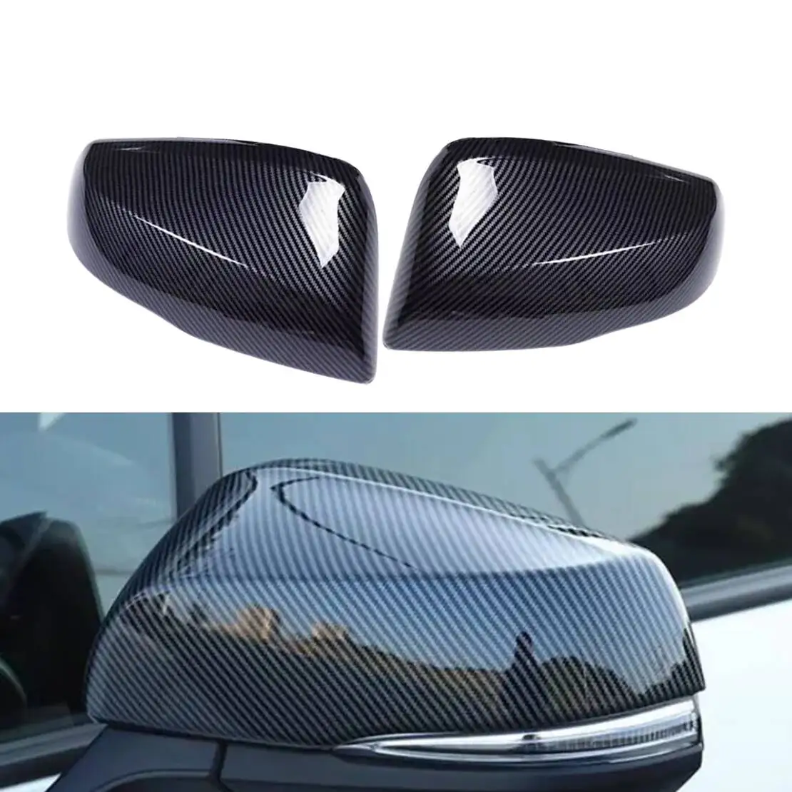 

1 Pair Side Rearview Mirror Covers Trims Carbon Fiber Grain ABS Fit For Toyota Sienna 2021 2022