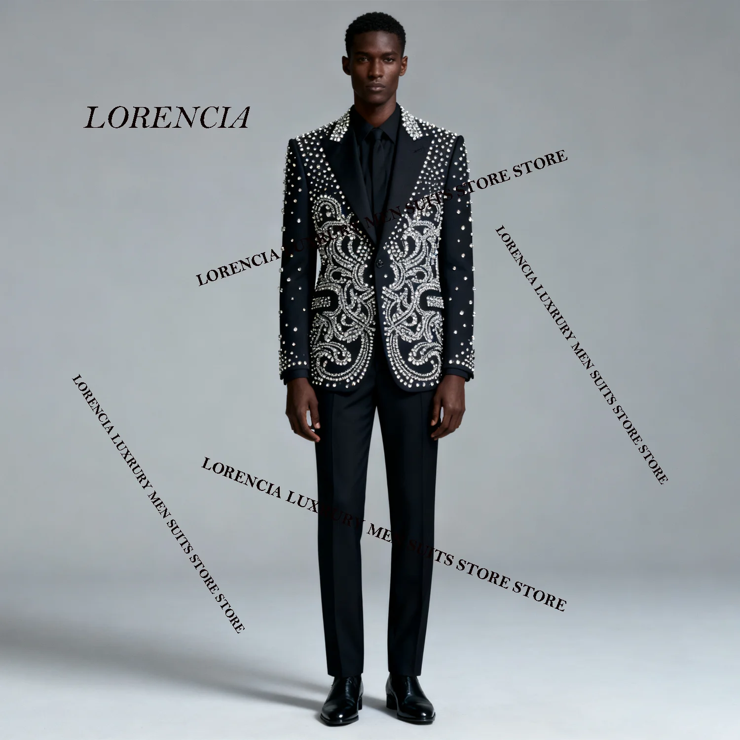 بدلة رائعة عالية الجودة للرجال مكونة من قطعتين بدلة ضيقة للعريس بدلة رياضية مخصصة لحفلات الزفاف معطف خلفي مجوهرات ماسية Ropa homre