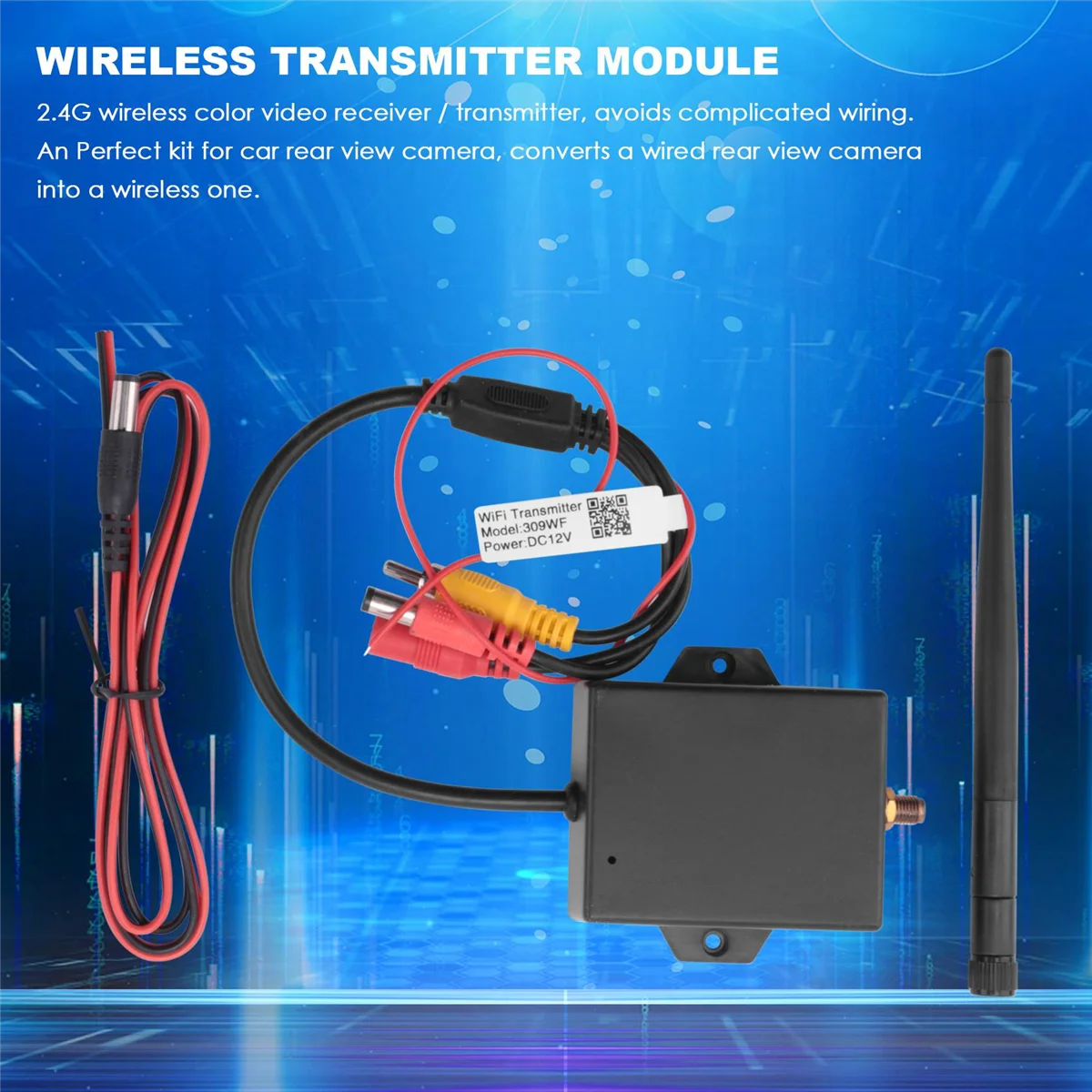 คลาสสิก WiFi เครื่องส่งสัญญาณไร้สายโมดูลรถสํารองกล้อง AV Video ด้านหลังชุดสีดํา