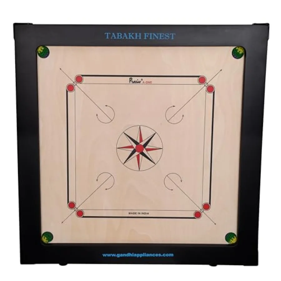 

TABAKH Precise Best 12 мм Доска Carrom с монетоприемником и пудровым черным, 4 игроками в возрасте от 13 лет и старше