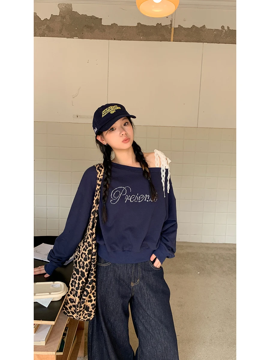 レッドセレブクローゼット肩出しパーカーレディース春秋新作ファッションアメリカンスタイル長袖アウター