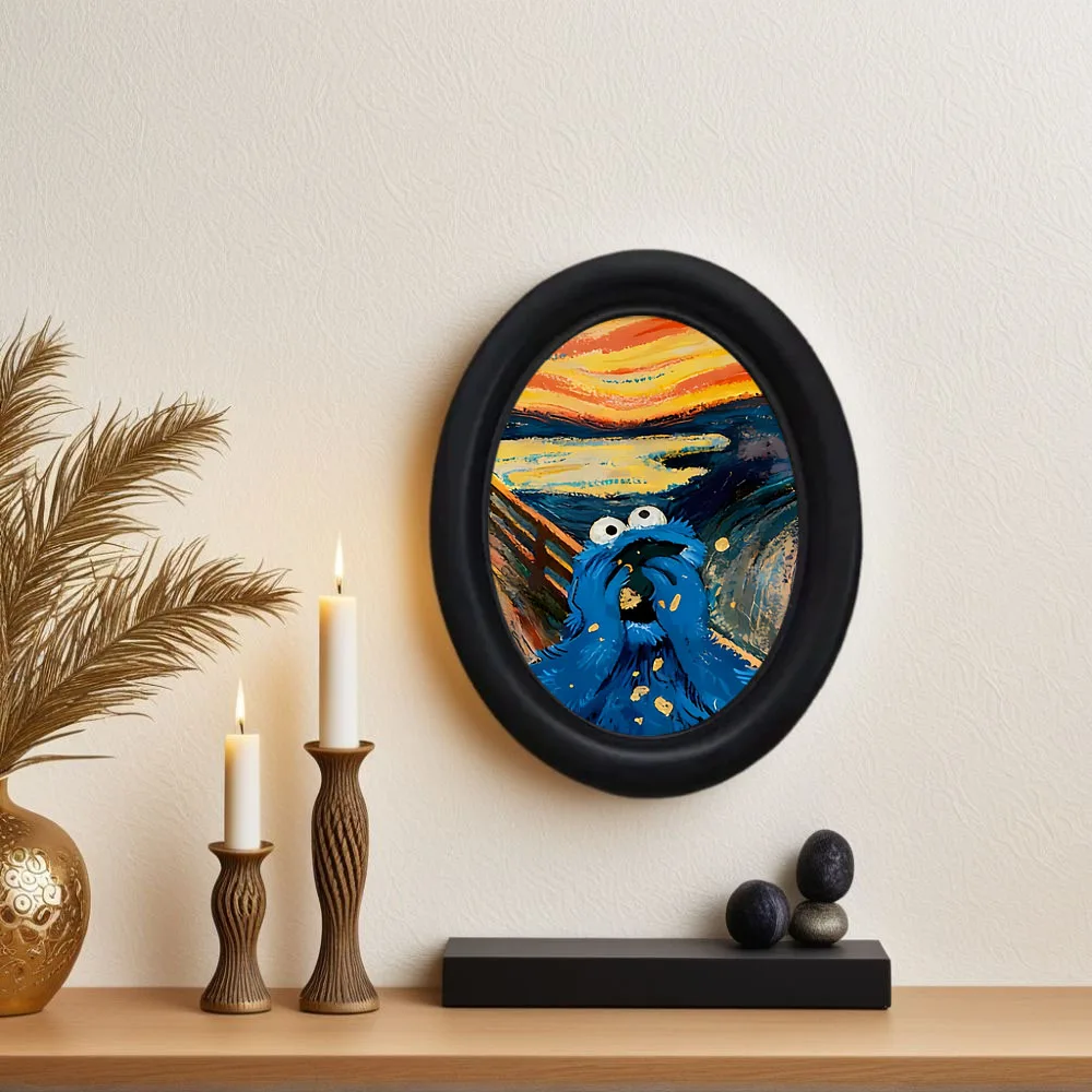 1 Piece Abstract Screaming Oval Wooden Picture Frame - 10.57X 13.34cm Handmade Wall Art, Decorative Design, Suitable for Home and Office Decor, Halloween and Holiday Decorations, Best Choice for Christmas, Perfect Room Decoration