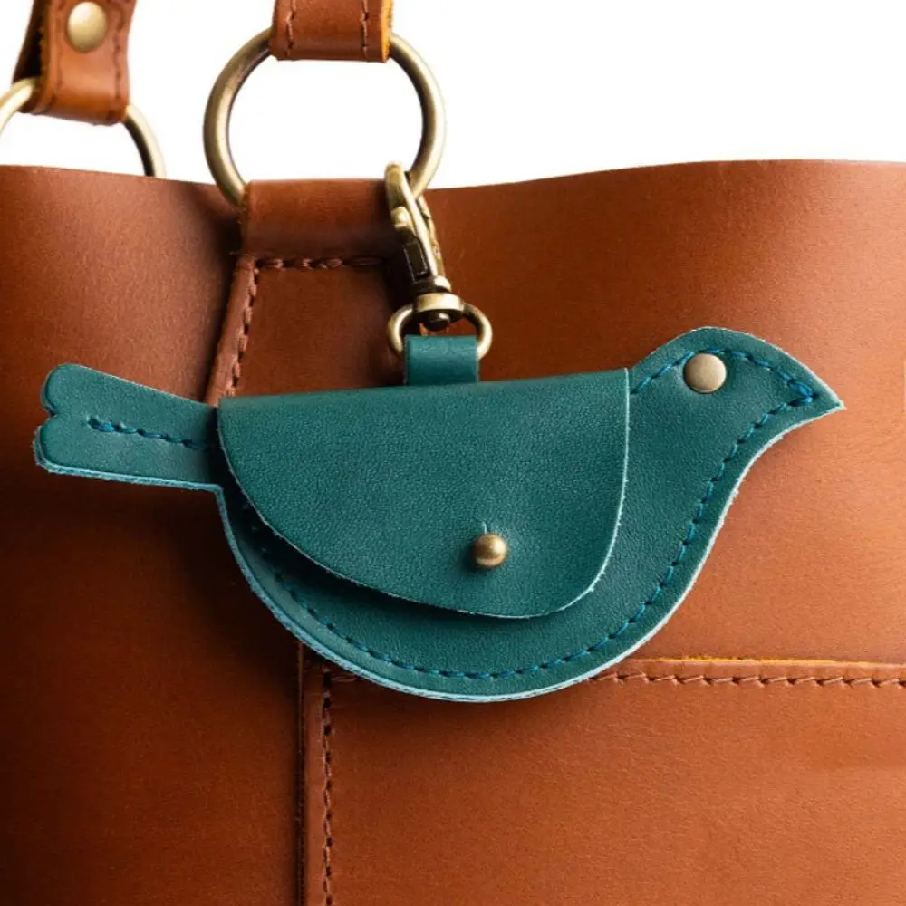 Faux Leather Coin Purse Keychain Multi Color Bird Shaped Silhouette Bag Charm Pendant Compact Inner Space Lightweight
