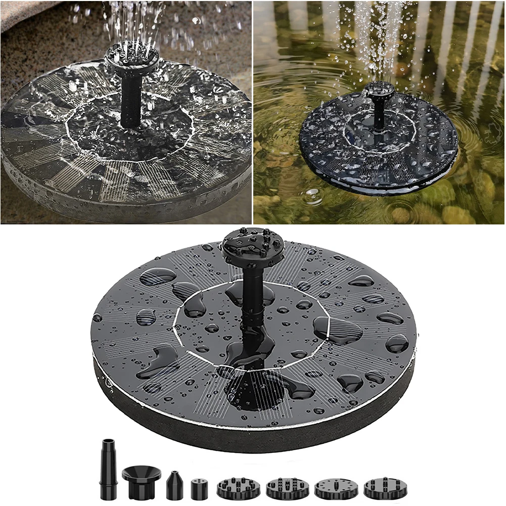 1.5W/2.5W Solar Powered Floating Fountain Pump with 6 Nozzle Solar Fountain 200L/H/220L/H for Bird Bath Garden Pond Pool Outdoor