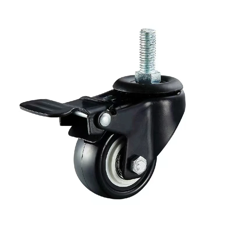 Casters of Universal Wheels 1.5 2 3 Inches M8 M10 M12 Screw Rod Double Bearing Universal Wheel Brake Wheel Silent Caster Wheel