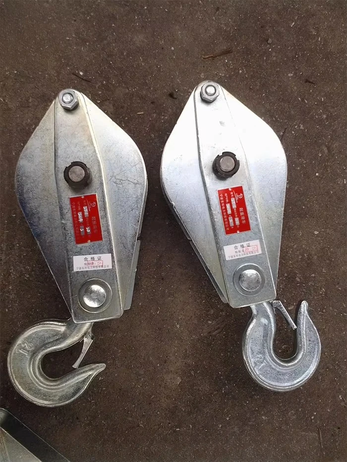 Industrial Steel Wheel Sheave Hook Type Hoisting Lifting Block Cable Pulling Pulley For Construction OEM Tackle Aluminium