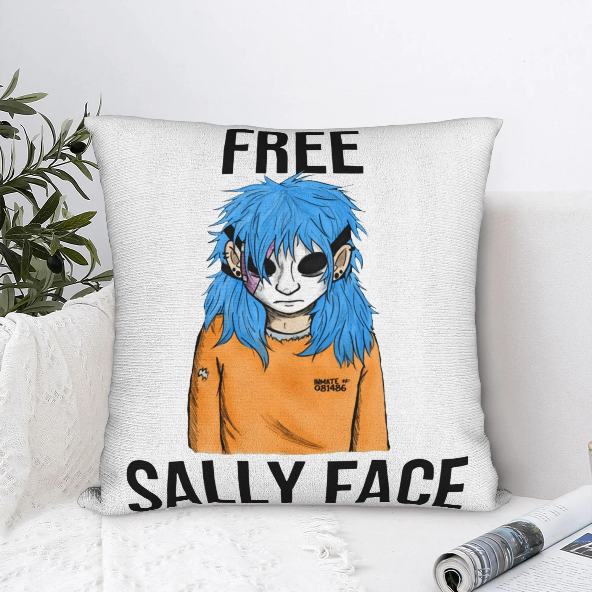 Funda de almohada Sally Face, funda de cojín de tela con estampado de doble cara, decoraciones, funda de almohada con cremallera para asiento, 18''