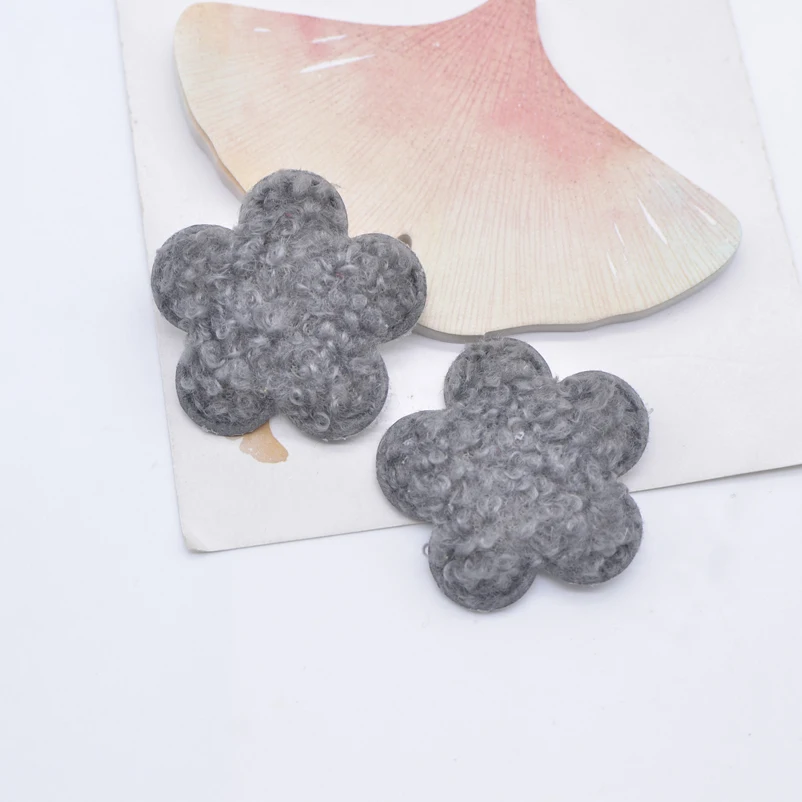 10Pcs 38mm Soft Plush Padded Patches Flower Appliques for DIY Clothes Crafts Hat Bag Gloves Socks Sewing Accessories Patches