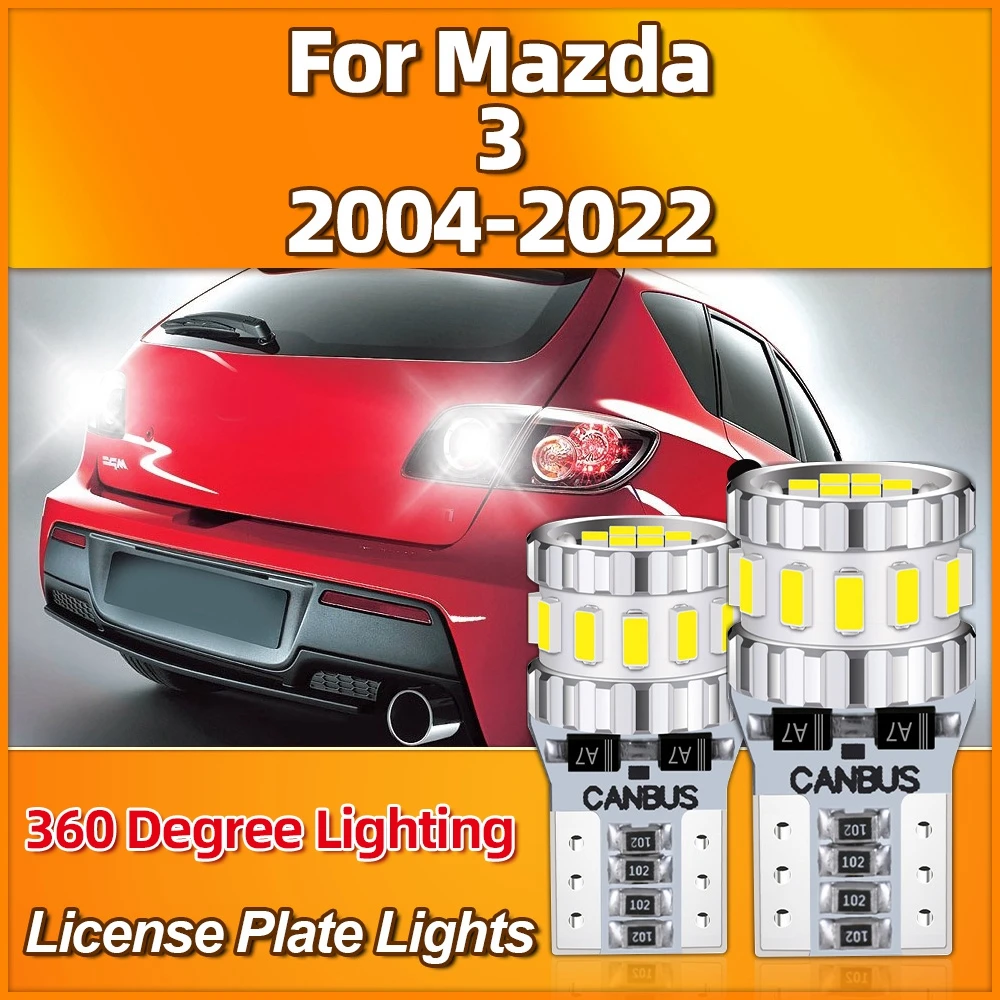 

2PCS T10 W5W Canbus Error Free 6000K White Car Led Parking License Plate Light Bulb For Mazda 3 2004-2018 2019 2020 2021 2022