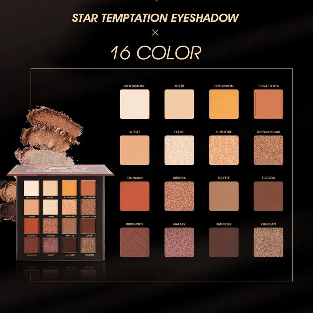 16가지 컬러 아이섀도 팔레트 쉬머 & 매트 마감 오래 지속되는 색소가 풍부한 미네랄 파우더 하이라이터 전문 메이크업
