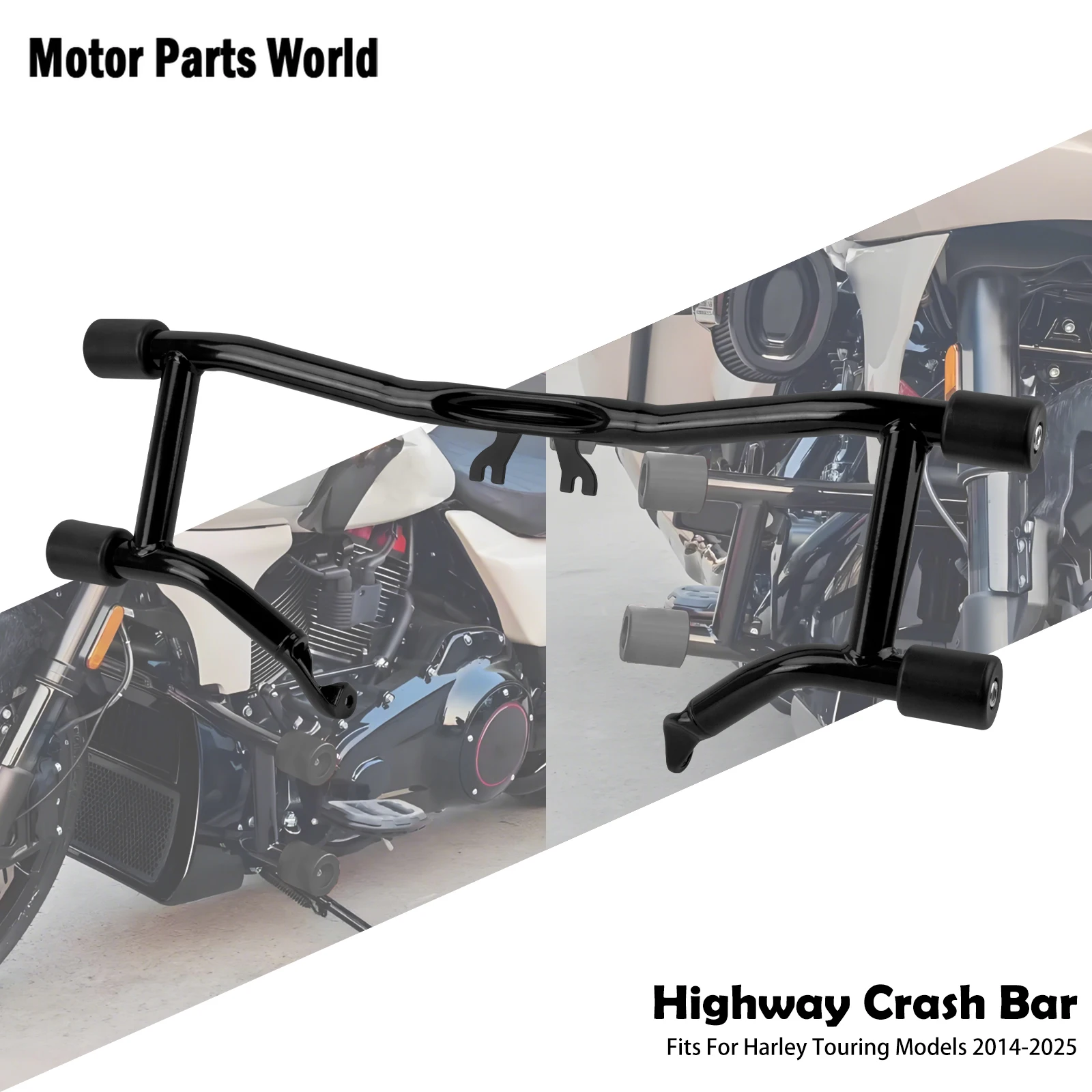 

Motorcycle Front Engine Guard Crash Bar Highway Footpeg Front Bumpers Protector Bars For Harley Touring Road King FLHT 2014-2025