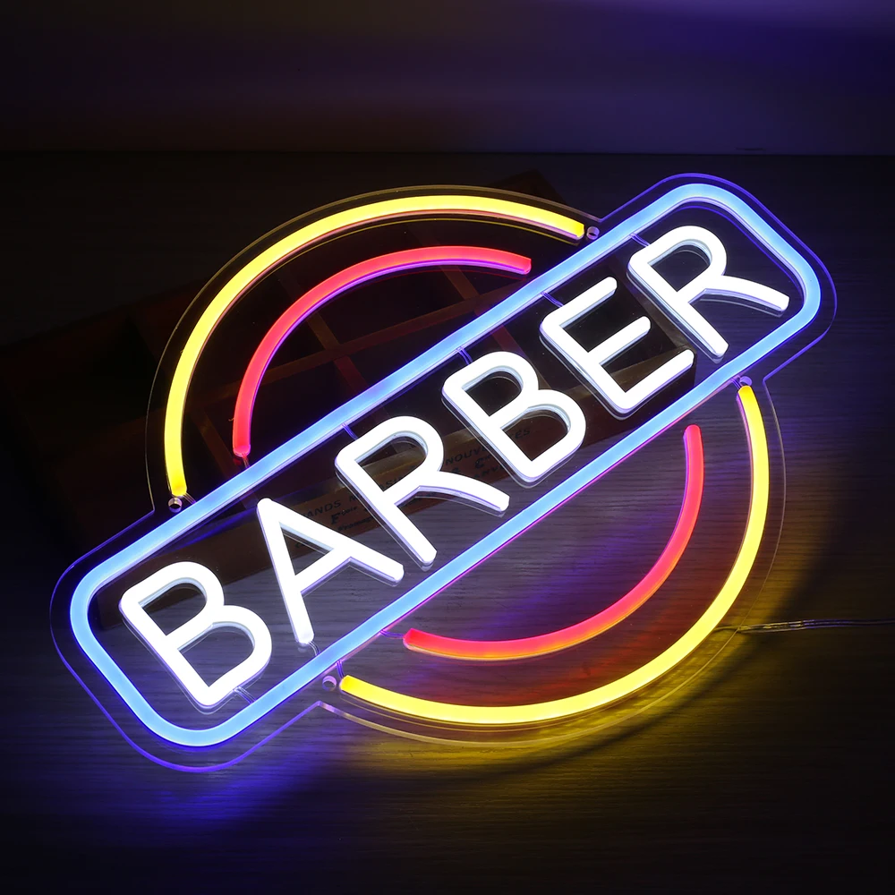 Barber Neon Signs Barber Shop Signage Neon Lighting Business Signboard 5V USB Plug With Power Switch