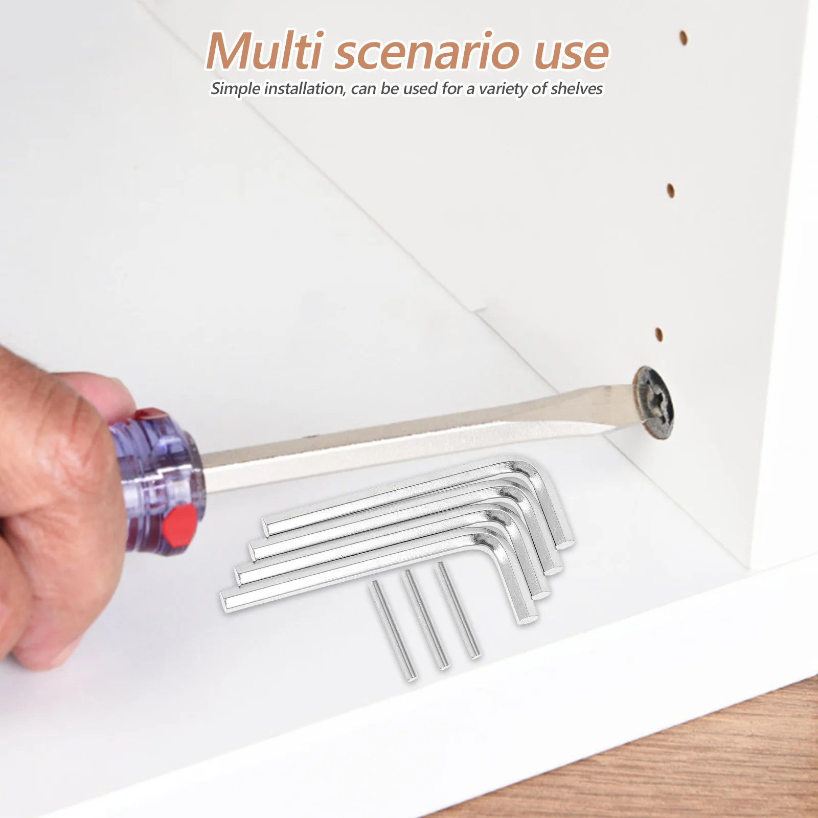 

1Set Shelf Pin Wrench Kit Stainless Steel Heavy Duty Shelf Pegs Stable Support Hardware for Kitchen Garage Office Shelving