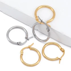 10pcs Stainless Steel Hoop Earring 15 20 25 30mm Round Dangle Earrings Base Setting Accessories for Women DIY Ear Jewelry Making
