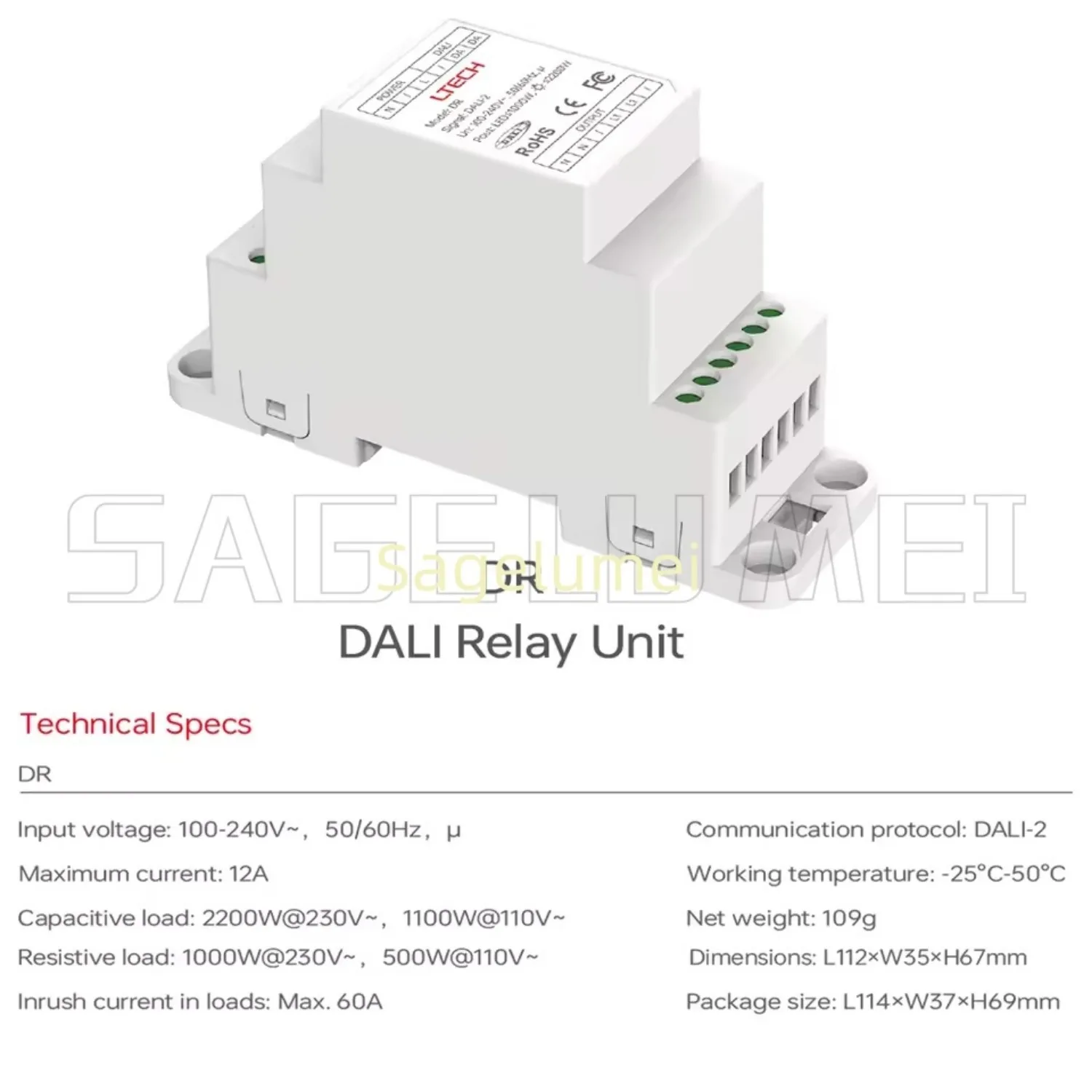 DALI Controller Dimmer Bus Power supply DALI-PS-DIN Relay Unit DR DALI Repeater DALI-AMP-DIN Input Volt LTECH for Led Striplight