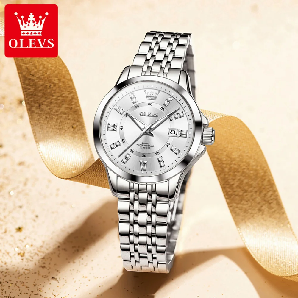 OLEVS 3620 Women\'s Watches Elegant Fashion Quartz Wirtwatch for Ladies Diamond Scale Waterproof Luminous Automatic Watch