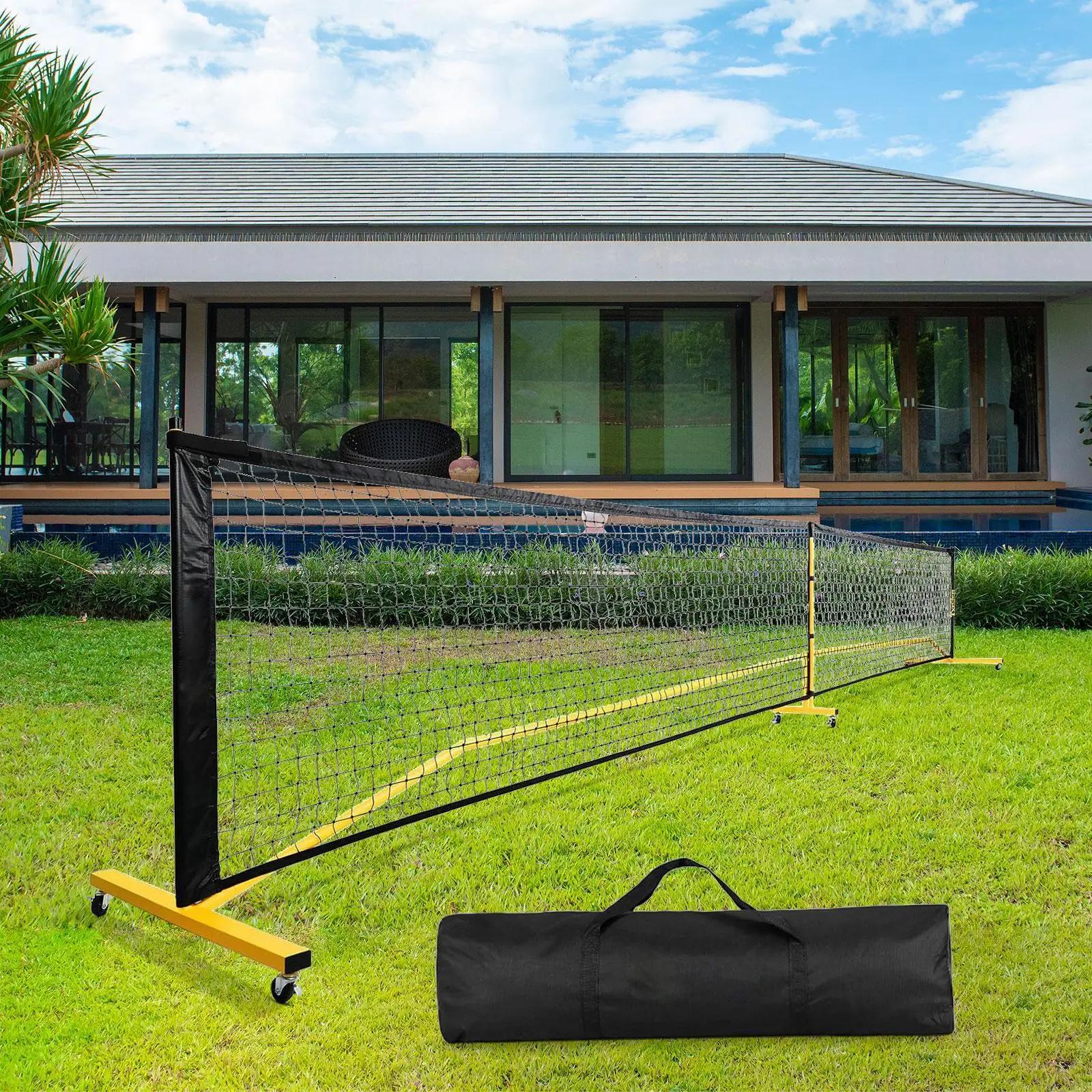 Portable Pickleball Net System with Bag with Metal Frame Stand 22ft Regulation Size Pickleball Net for Indoor Outdoor Pickleball