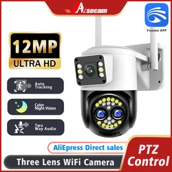 Yoosee 12mp 6k hd im freien wifi zwei bildschirme ptz ip kamera auto tracking cctv sicherheits schutz video überwachungs kamera