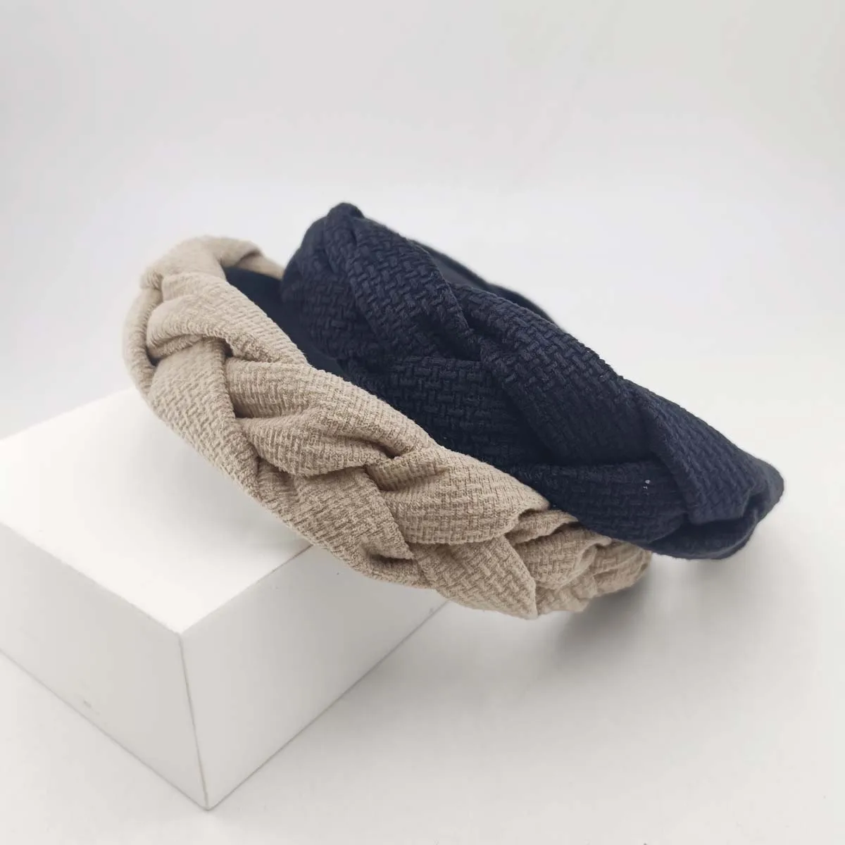 3cm wide Small plaid Cross twist pattern sponge high top solid color Headband for Women Girls Hair Accessories