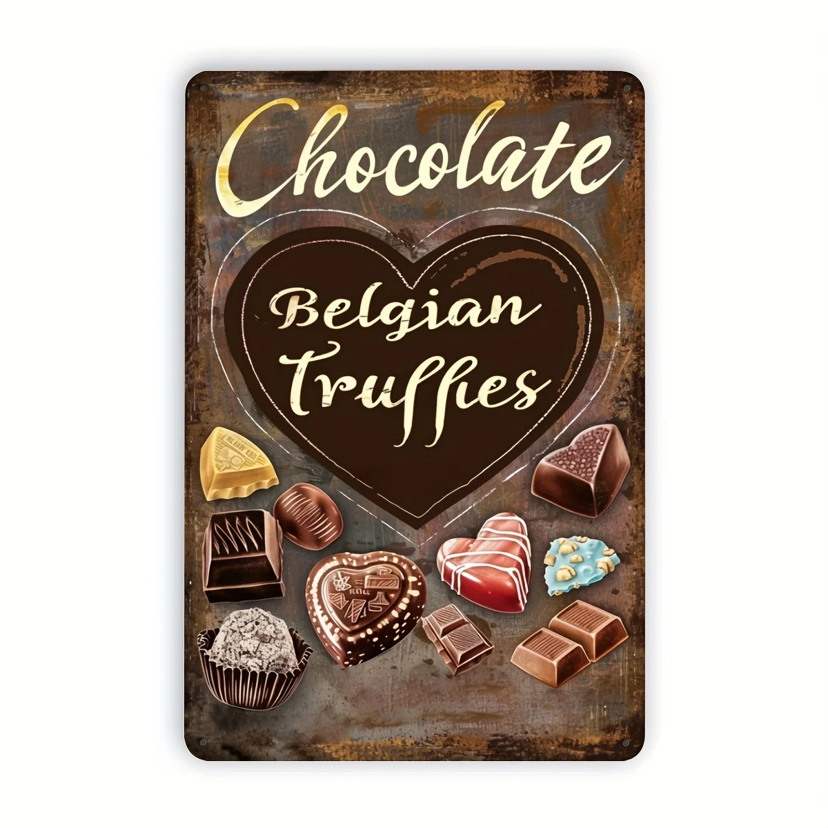 Chocolate Vintage Metal Tin Sign, Hanging Tin Painting, Plaque Decorative Wall Art, Indoor/Outdoor Decoration/Wall/Room/Home