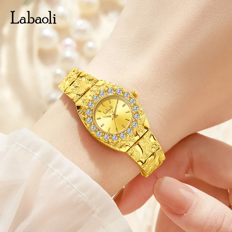 Ladies' girlfriend quartz watch with diamond embellishment, ladies' quartz watch with full diamond waterproof