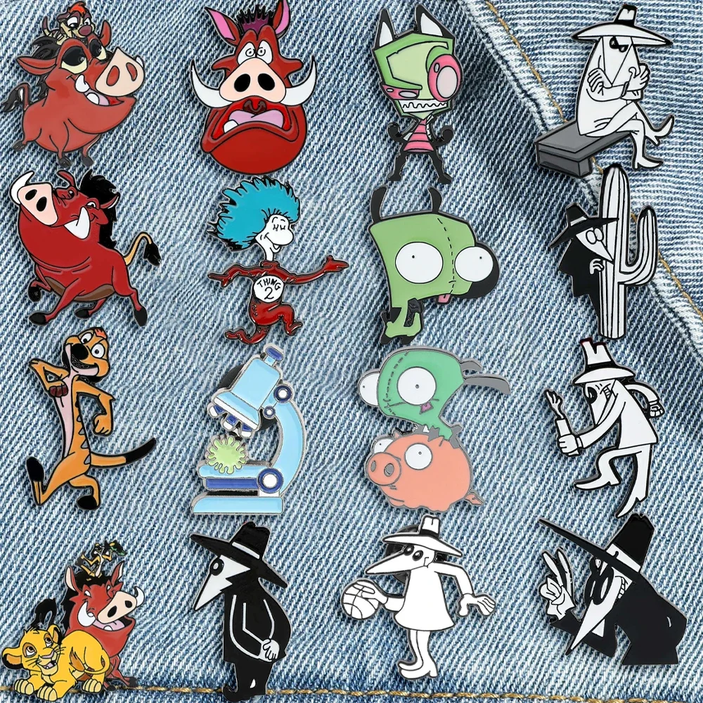 

16 шт., индивидуальная брошь с рисунком Pumbaa Spy, эмалированная булавка для творчества, рюкзак, одежда, ювелирные изделия, металлический значок, аксессуары, подарок