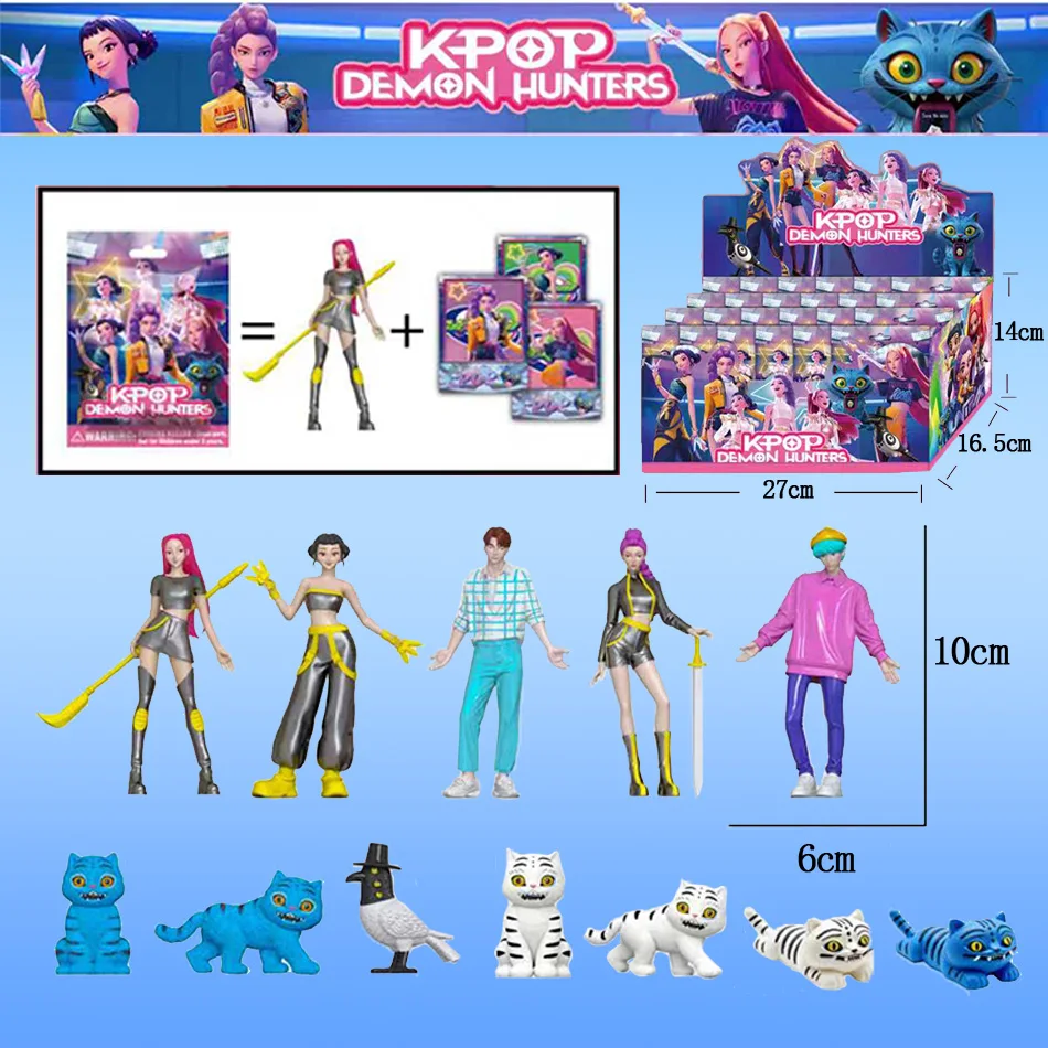 Kpop demon hunt caixa cega série figura modelo brinquedo dos desenhos animados periféricos de jogos decoração mesa halloween/natal para o presente do miúdo