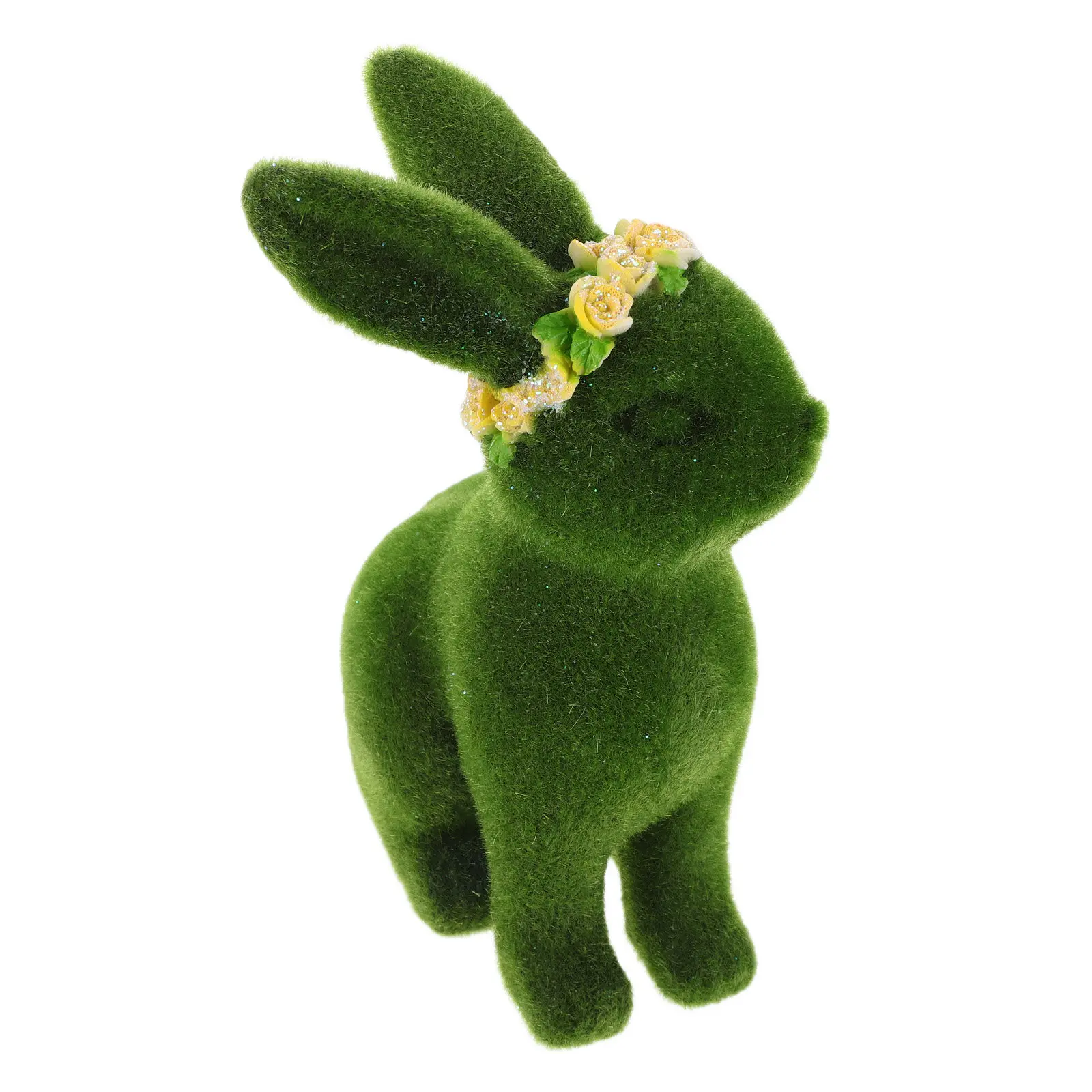 Easter Flocked Rabbit Statue Garden Decoration Outdoor Lawn Ornament Spring Table Centerpiece Squatting Bunny Sculpture