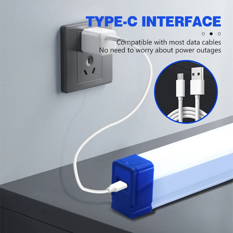 USB 5V Emergency Light LED Rechargeable Lamp Tube Camping Magnetic Portable Lightinging Night Market Outdoor Vehicle Hard Strip