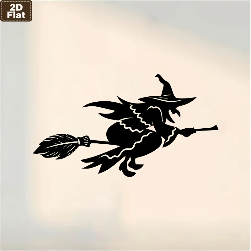 Two-dimensional flat metal wrought iron wall decoration Witch on a flying broom silhouette 1pc