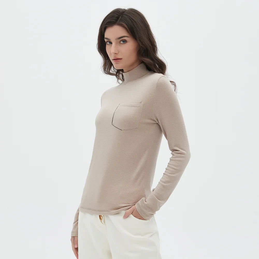 K1958W Turtleneck Pockets In Stock Wool Blend Clothes Women Top Knit Sweater Jumper For Women Pullover Sweater