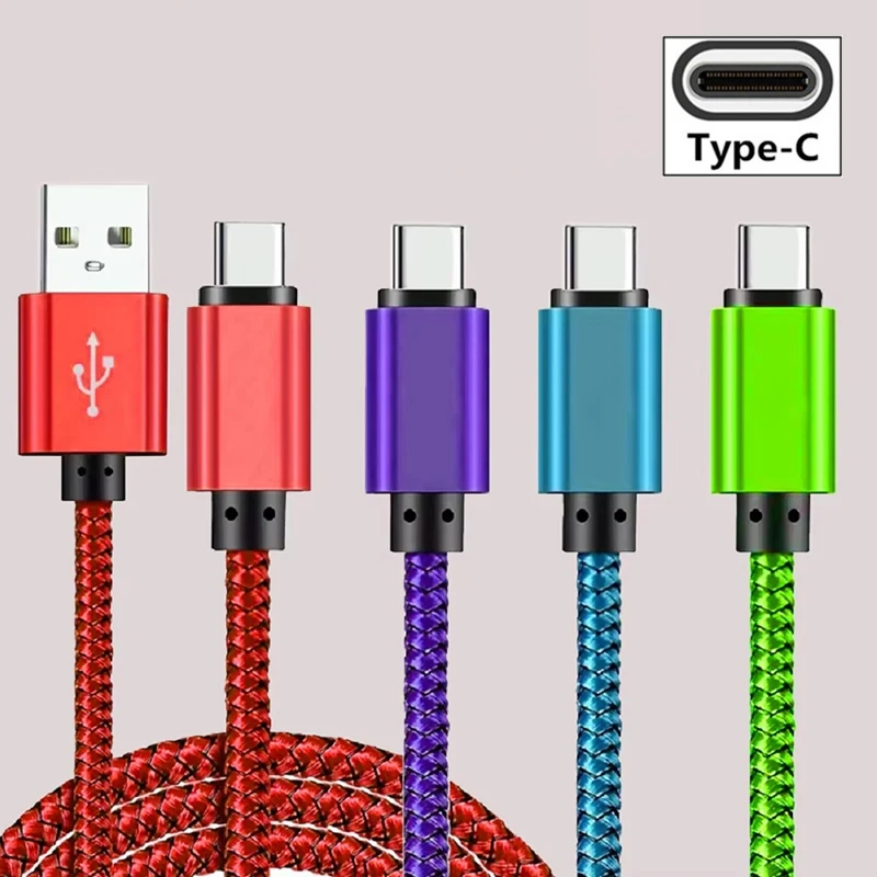 USB Type C Cable Nylon Braided 1m 2m 3m USB C Cable Data Sync Fast Charging USB C Cable For Samsung Huawei Android Mobile Phone