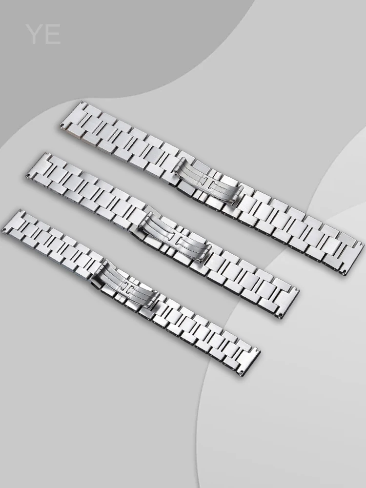 For Cartier Tank Band Men and Women Steel Watchband Ronde Solo Original Sweatproof Antibacterial Solid Stainless Steel Bracelet