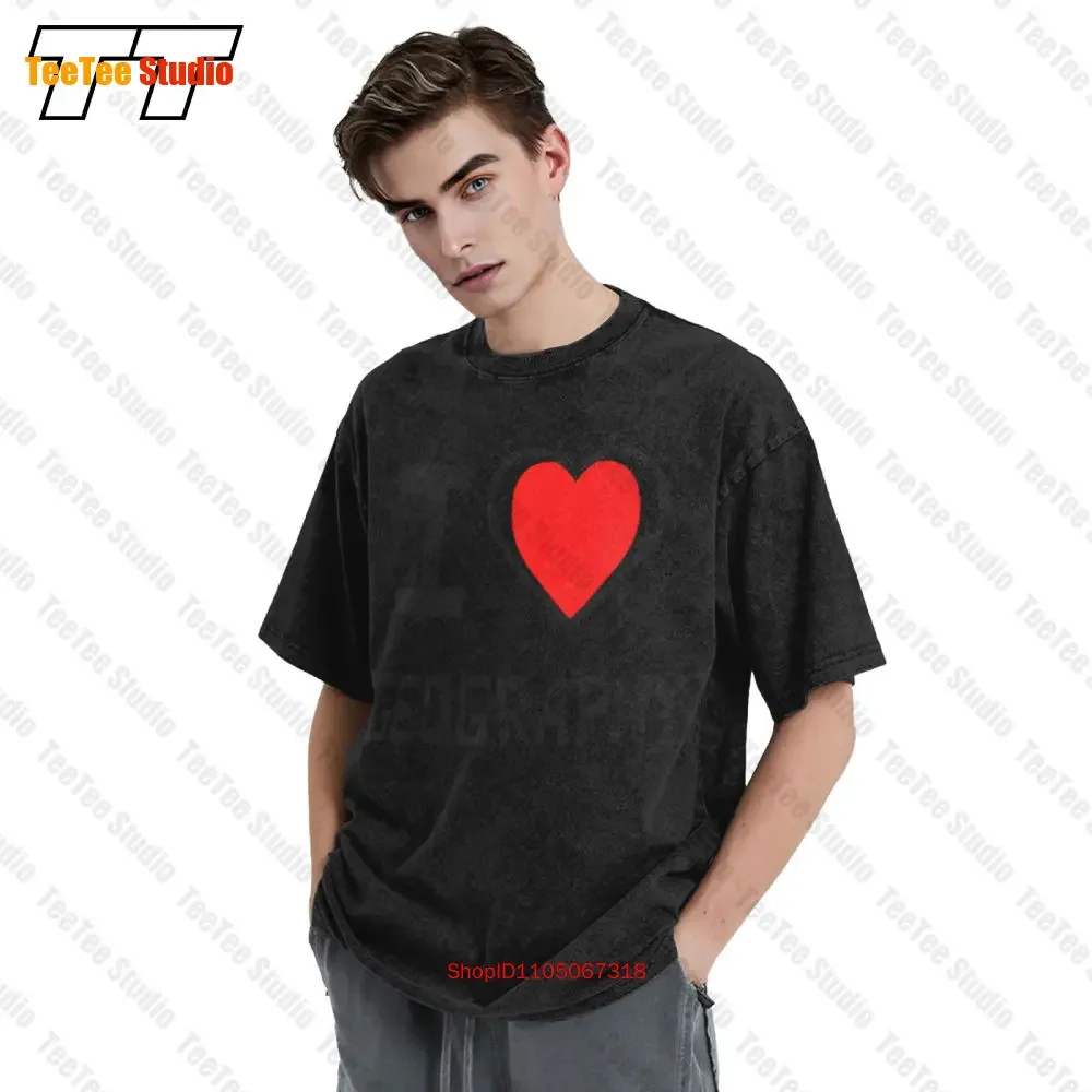 J'aime la géographie coeur bicolore chemise unisexe LC0P