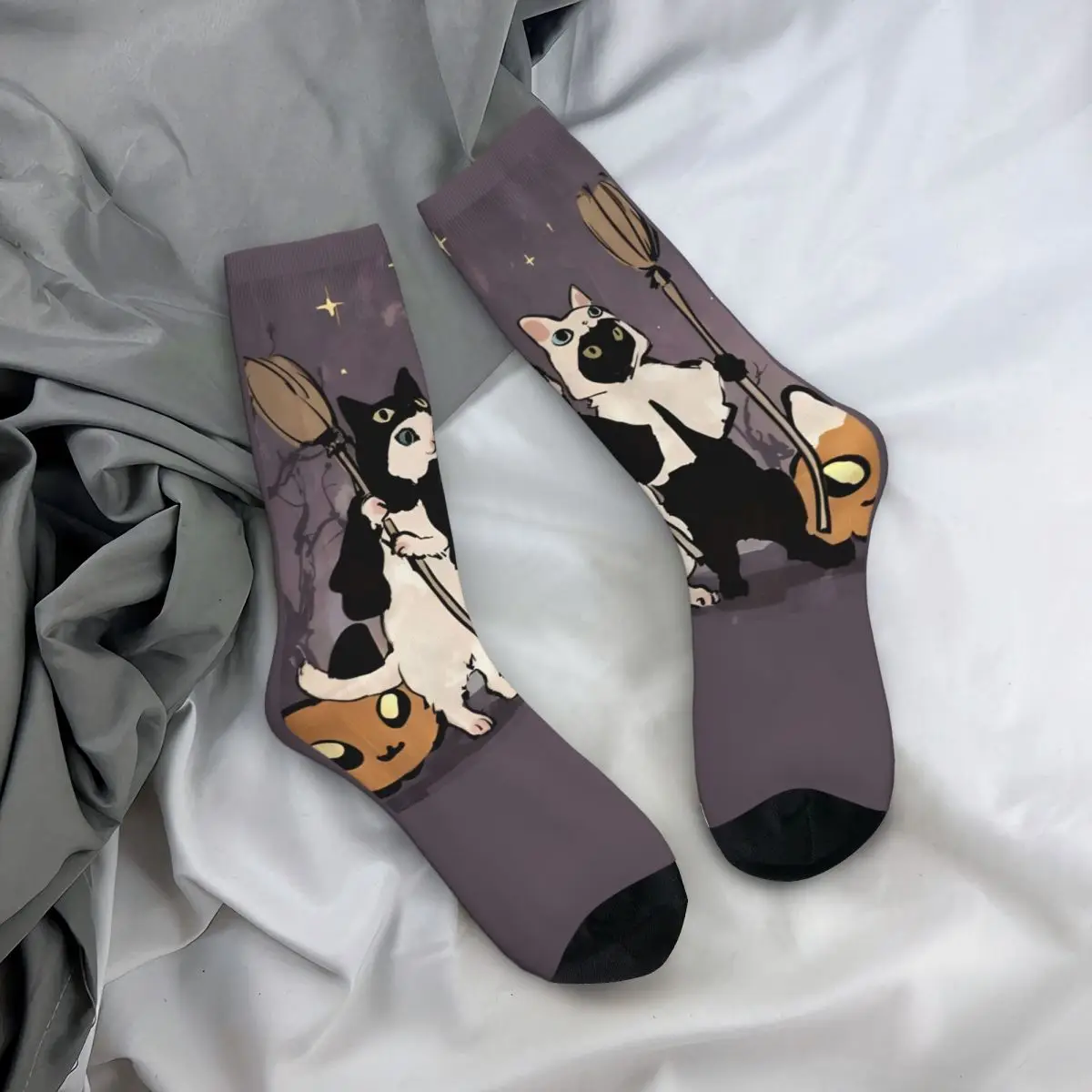 Chaussettes d'Halloween Douces et Amusantes pour Homme, Anti-transpiration, dehors, Course à Pied, Couple, Chat, Automne