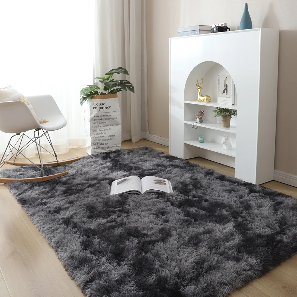 Gray Bedroom Living Room Home Carpet Nordic Fluffy Plush Children\'s Room Decor Non Slip Mats Lounge Porch Table Coffee Large Rug