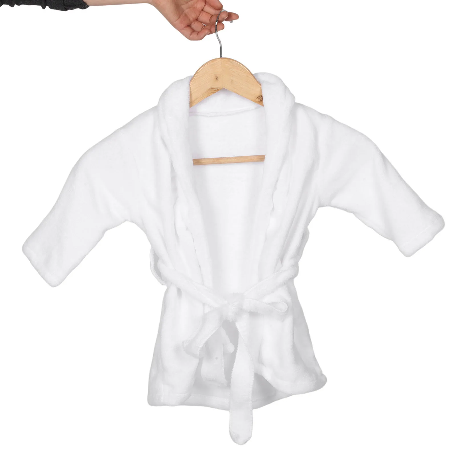 

1Set Baby Bathrobe Kids Thick Coral Fleece Winter Hooded Robe Toddler Sleepwear Bath Gown Headscarf 7-12 Months