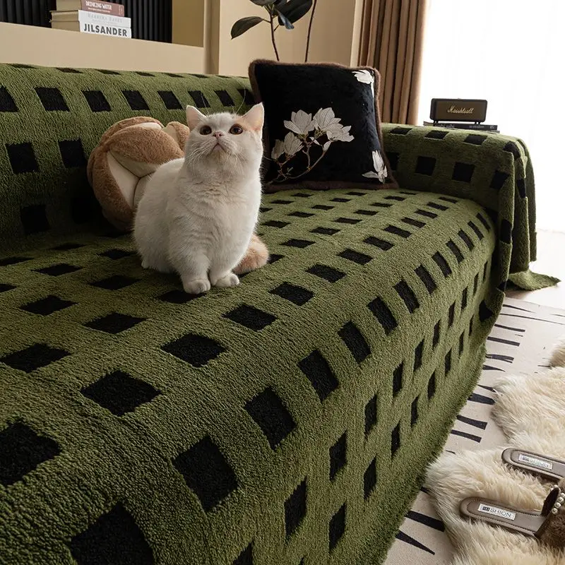 

Universal Full Sofa Cover Towel Cloth High-grade New Anti-slip Scratch Autumn and Winter Plush Linings Angular Armchair