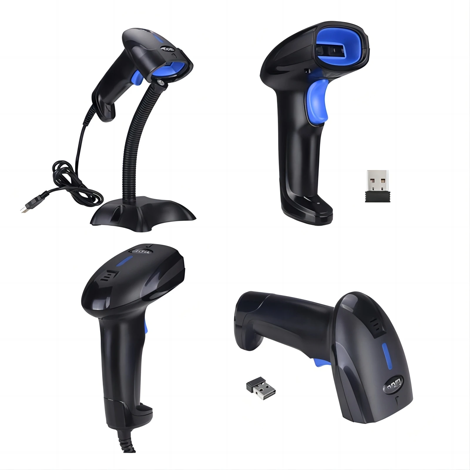 1D USB Lazer Barkod Tarayıcı 2D QR El Barkod Okuyucular Tarama Araçları Mağaza Süpermarket Kütüphane Depo için Cihazlar