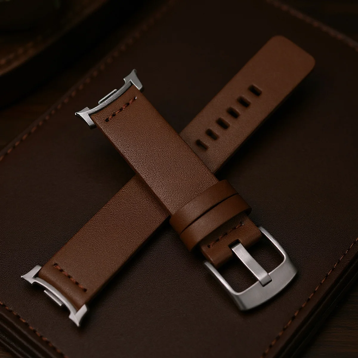 حزام جلدي لساعة سامسونج جالاكسي 8 40 مللي متر 44 مللي متر/8 كلاسيكي/الترا 2 حزام سوار لا فجوات سريعة تناسب حزام الساعات معصمه الأشرطة