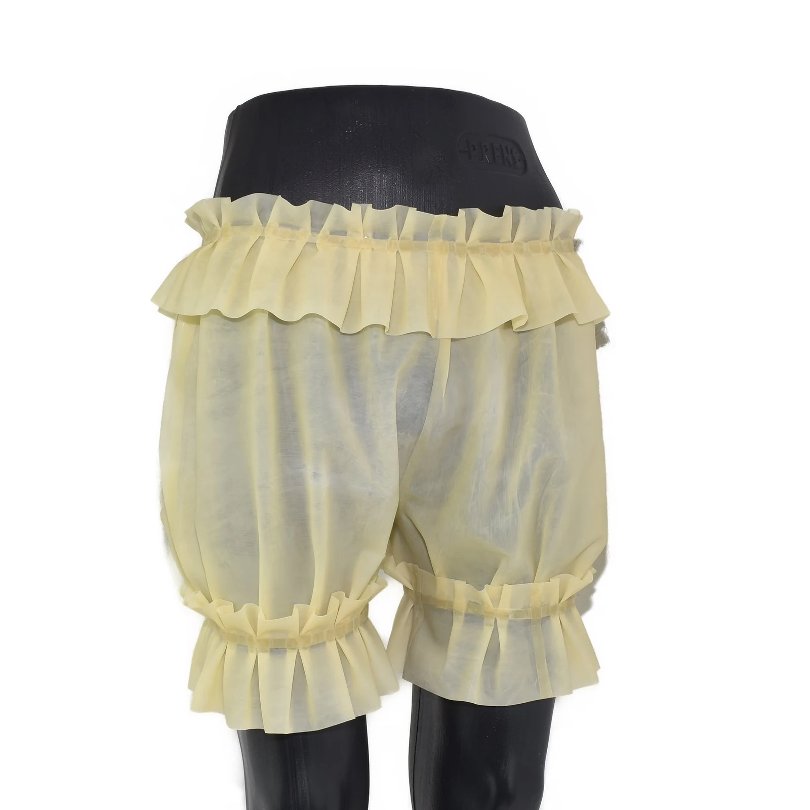 Transparent Sexy Latex Bloomers With Long Ruffles At Waist And Legs Loosely Rubber Pants Boxer Shorts DK-0301