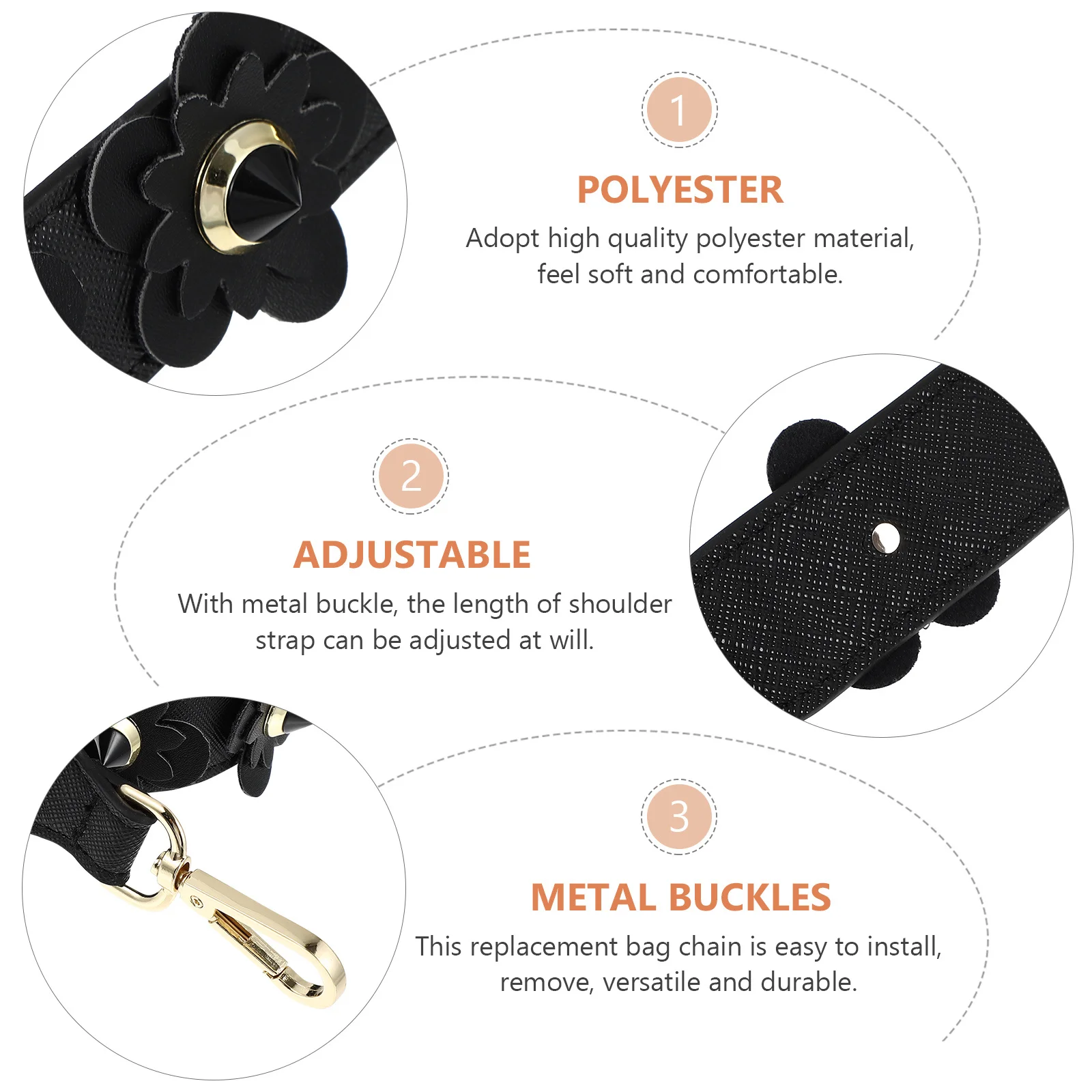 

1Pcs Crossbody Strap Glossy PU Replacement Bag Belt Detachable Shoulder Strap Lightweight Durable for Women Handbag