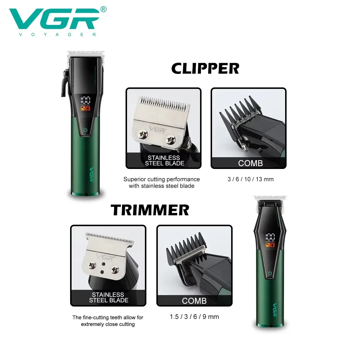 VGR Hair Trimmer Professional Clipper Barber Adjustable Haircut Machine Electric Hair Clipper Rechargeable Trimmer for Men V-677