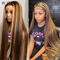 30 32 Inch Straight Highlight Lace Front Human Hair 13x4 Lace Frontal Wigs 4/27 Ombre 13x6 Honey Blonde Colored Wigs For Women
